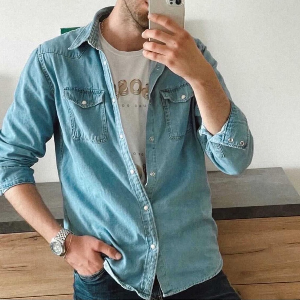 AG Adriano Goldschmied Men's Long Sleeve Cove Denim Shirt 100% cotton!